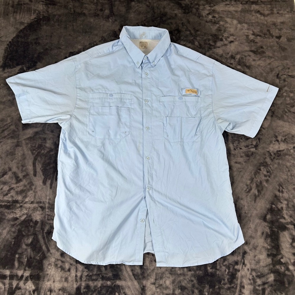 Columbia PFG Fishing Shirt Mens XL Blue Short Sleeve Button Down FM7266